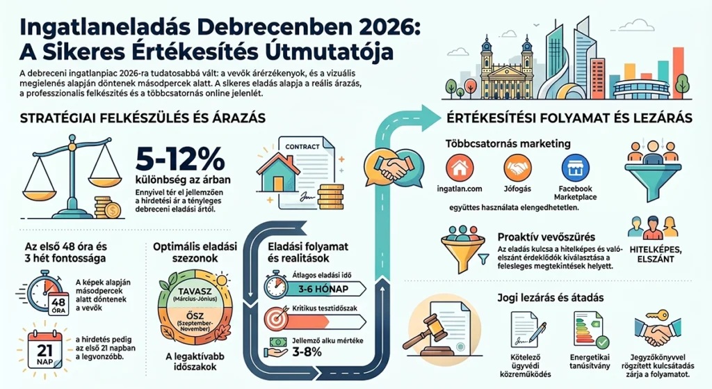 ingatlan eladás debrecen folyamatlépések infografika