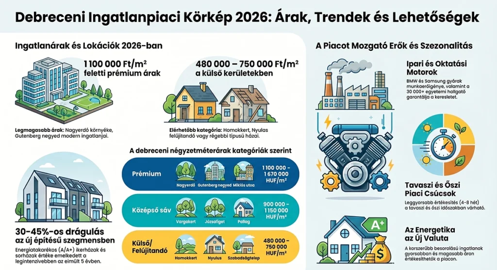 lakásárak debrecen 2026 négyzetméterár térkép városrészenként infógrafika