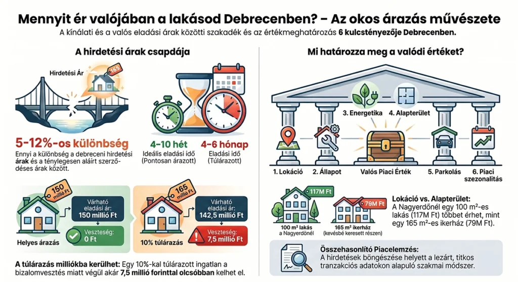 debrecen ingatlan ár mitől függ összehasonlító piacelemzés infógrafika