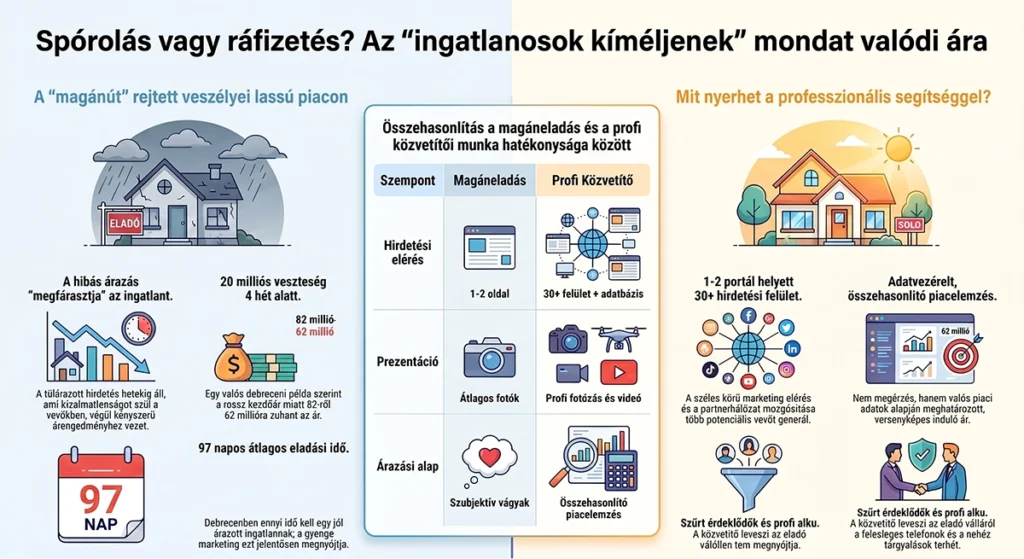 ingatlanosok segítségét nem kérem rejtett költségek infógrafika, illusztráció