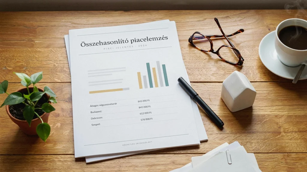 összehasonlító piacelemzés - a minta dokumentum elrendezése az asztalon, illusztráció