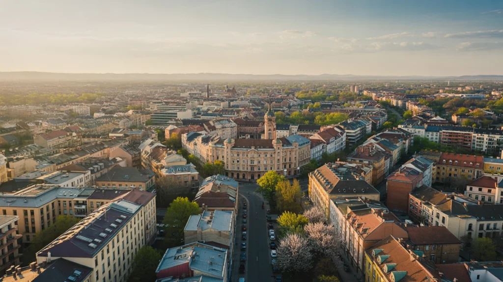 debreceni ingatlanpiac 2026 lakásárak trendek - debrecen városrész légi nézet tavasszal