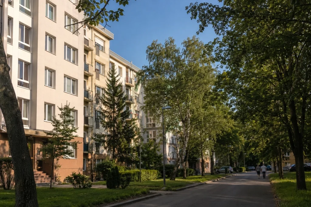 ingatlan Vénkert Debrecen - vénkerti panel lakótelep zöld, csendes környezetben nyáron, illusztráció