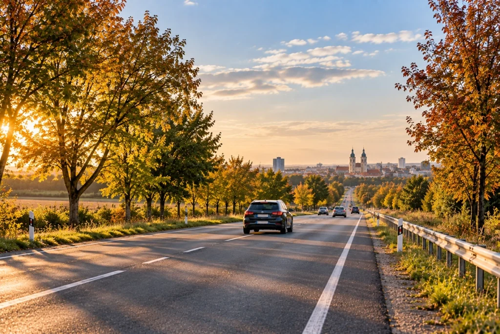 ingatlan Mikepércs - kényelmes ingázás a 47-es úton Debrecen felé kora ősszel, illusztráció