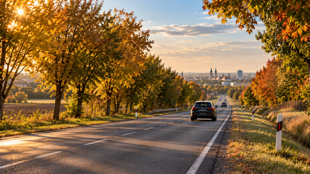 ingatlan Sáránd - kényelmes ingázás a 47-es úton Debrecen felé kora ősszel, illusztráció