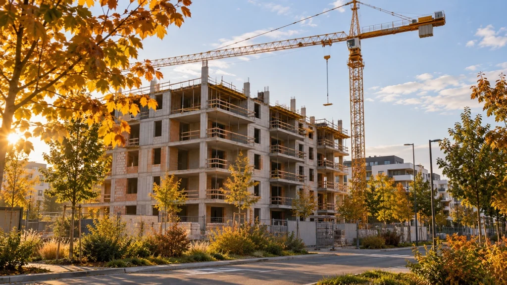 lakásáfa 2027 - épülő új építésű lakóprojekt Debrecenben kora ősszel, illusztráció